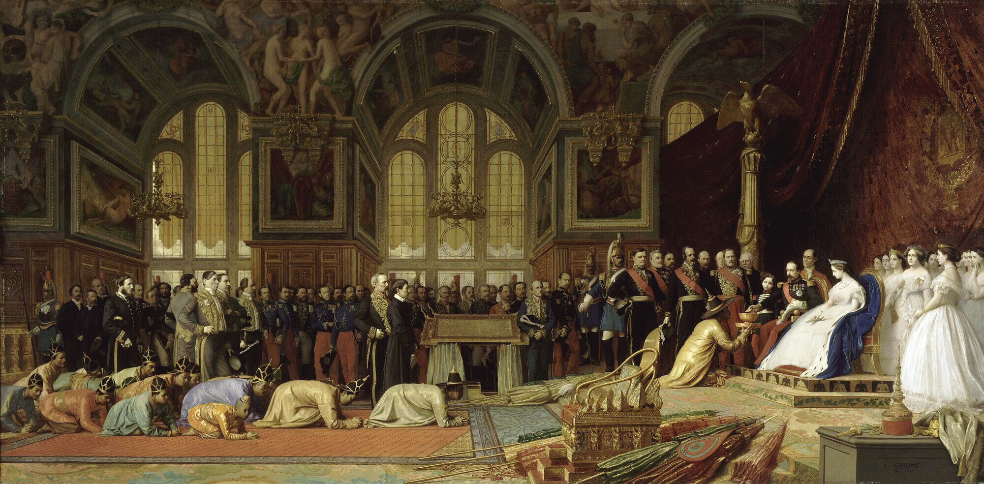 Jean-Léon Gérôme, Réception des ambassadeurs siamois par l'empereur Napoléon III au palais de Fontainebleau, le 27 juin 1861