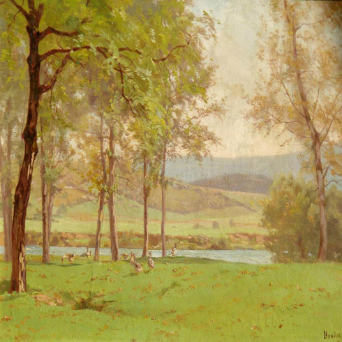 Léon Boudot, Les oies au bord de l'eau.